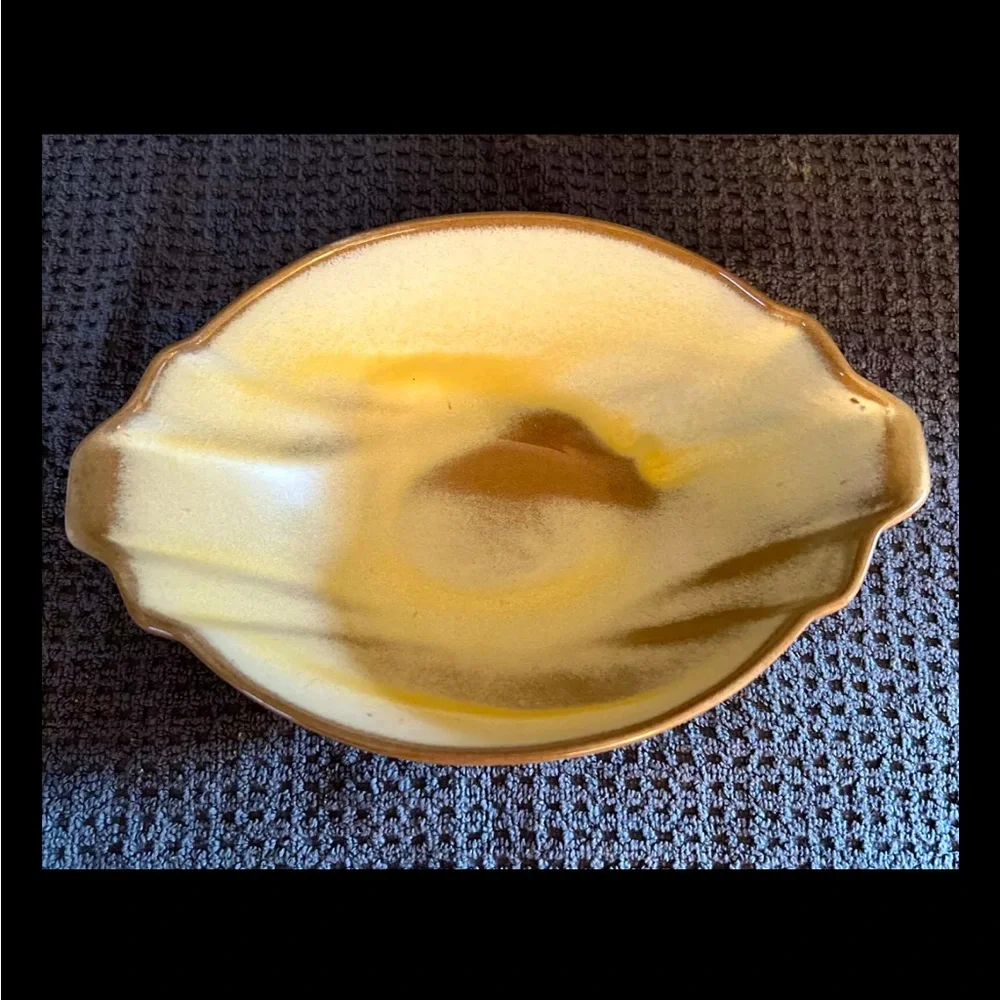 VTG Frankoma Desert Gold Tan Oval Serving bowl 201 9 1/2 X 6 1/2 EUC Mint MCM - Picture 2 of 4